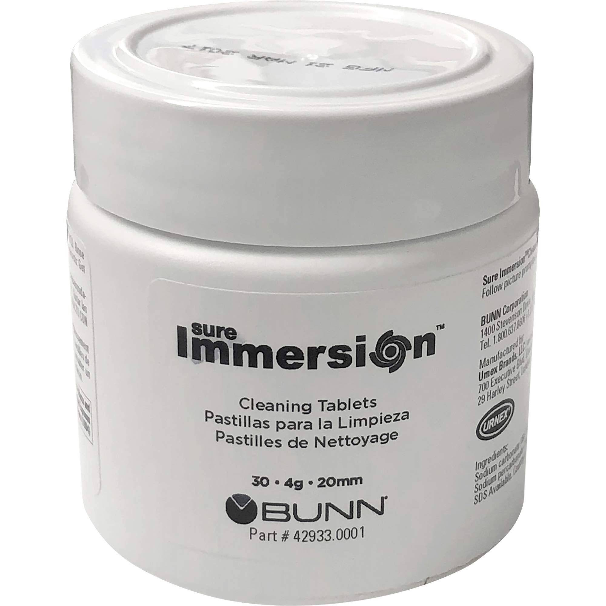 BUNN Tablet, Cleaning 1 Jar Sure Immersion