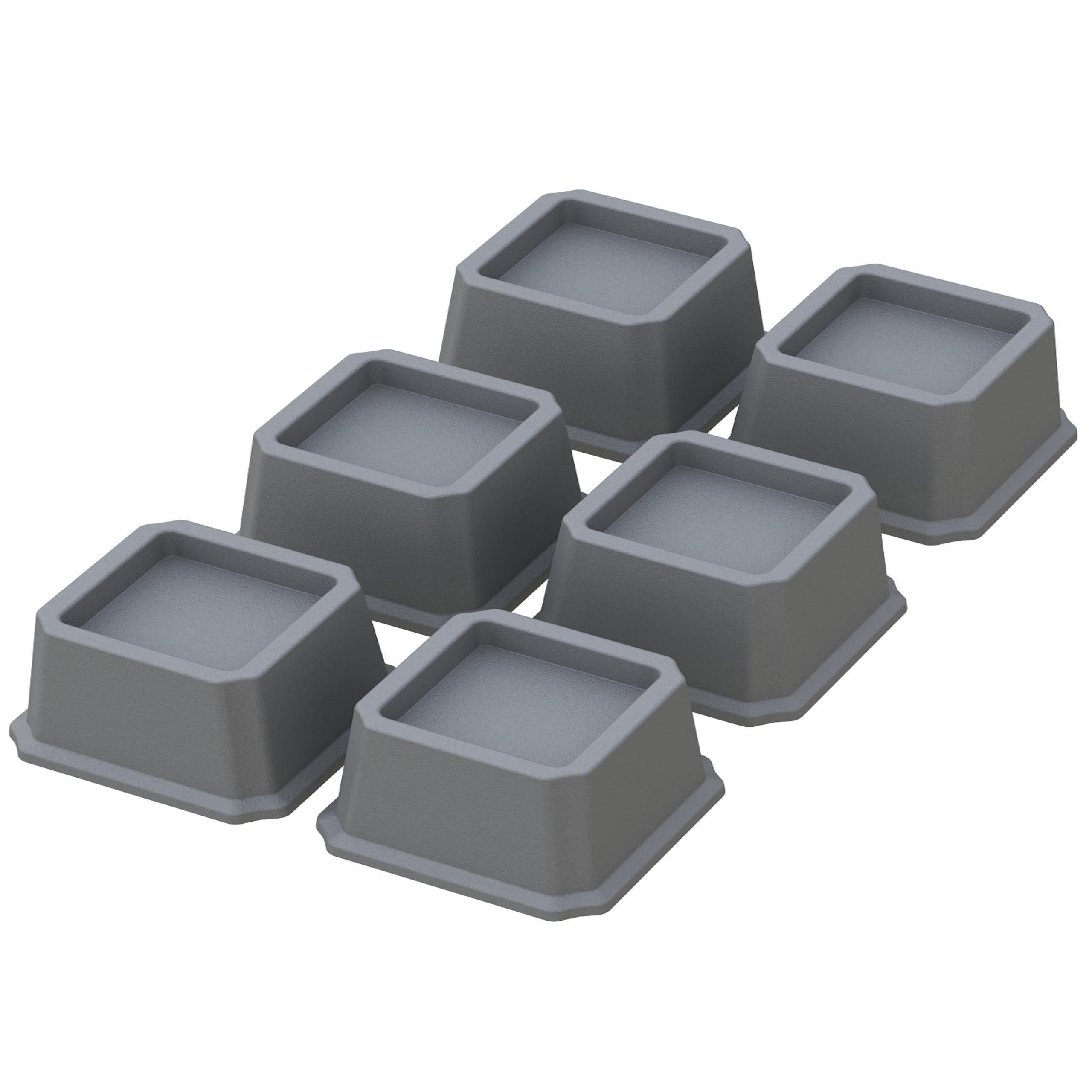 Whynonap Bed Risers 1 Inch Set Of 6, Heavy Duty Bed Elevators Lifts Up 2,000 Lbs Furniture Risers For Bed Frame And Sofa, Grey