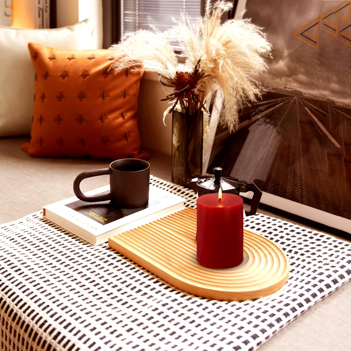 3X4 Inch Red Pillar Candles 45 Hours Unscented Dripless Fat Candles For Christmas Weddings Home Holidays Relaxation Spa Church,