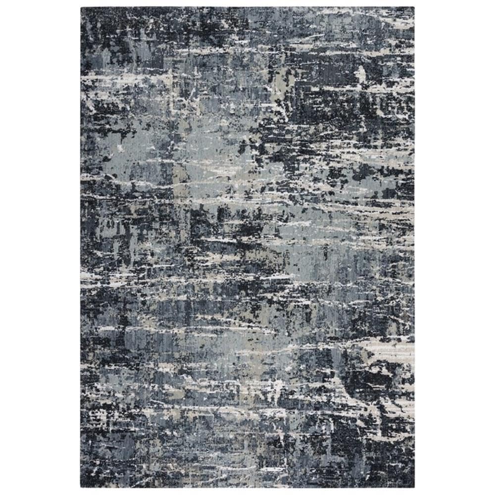 Elect 5'2&quot; X 7'9&quot; Abstract Gray/Gray /Blue Power-Loomed/Hybrid Area Rug