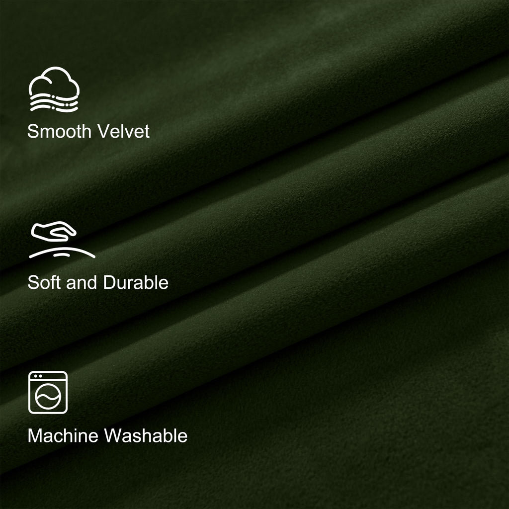 Lazzzy Green Velvet Curtain Thermal Insulated Curtains 72 Inch Long Drapes For Bedroom Living Room Darkening Window Treatments Rod Pocket, Set Of 2, Moss Green