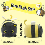 Lsydcarm Black Cat Bee Plush Pillow, 8' Cute Black Cat Honeybee Stuffed Animals, Kawaii Bee Cat Plushie, Soft Stuffed Bee Cat P