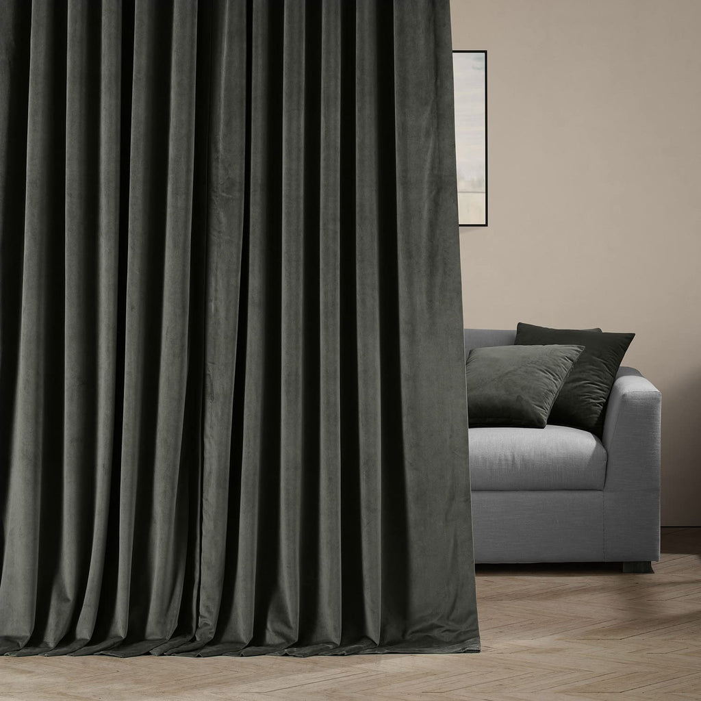 Hpd Half Price Drapes Signature Velvet Thermal Blackout Curtains For Living Room 96 Inch Long (1 Panel) Rod Pocket Insulated Blackout Curtains For Bedroom Window Curtains, 100W X 96L, Gunmetal Grey