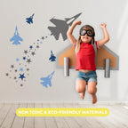 Airplanes And Stars Wall Decor Living Room I Wall Decal For Home Bedroom I Nursery Wall Decal For Baby Boy Decoration I Stickers