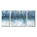 Modern Picture Abstract Canvas Artwork:Blue & White Wall Art on Canvas painting for Office (24 x 24 x 1 Panel + 24 x 12 