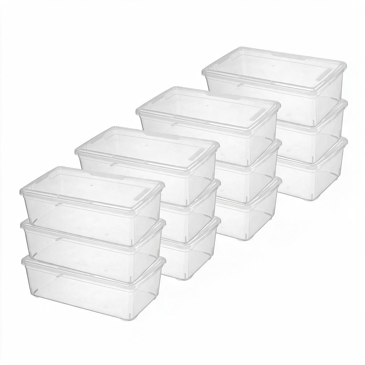 novelinks 12 Pack 6 Quart Stackable Shoe Storage Bins with Lids (Clear)