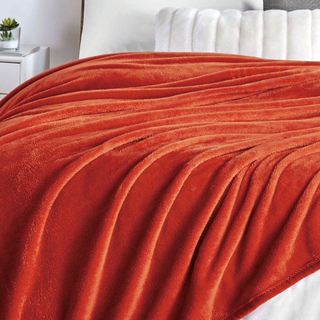 Walensee Fleece Blanket Plush Throw Fuzzy Lightweight (Twin Size 60X80 Orange) Super Soft Microfiber Flannel Blankets For Couch,