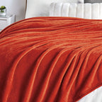 Walensee Fleece Blanket Plush Throw Fuzzy Lightweight (Twin Size 60X80 Orange) Super Soft Microfiber Flannel Blankets For Couch,