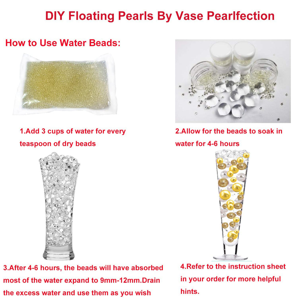 200 Pieces Floating No Hole Pearls And 6500 Pcs Transparent Water Gels,Floating Beads Pearls For Vases,Pearl Beads For Home Wedd