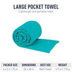 Sea To Summit Portable Pocket Towel For Camping, Gym, And Travel, Large (24 X 48 Inches), Baltic Blue