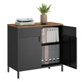 Songmics Storage Cabinet, Floor Standing Cabinet With Door, 15.7 X 31.5 X 29.9 Inches, Adjustable Shelf, Space-Saving Sideboard, Industrial Style, Rustic Brown And Black Ulsc102B01