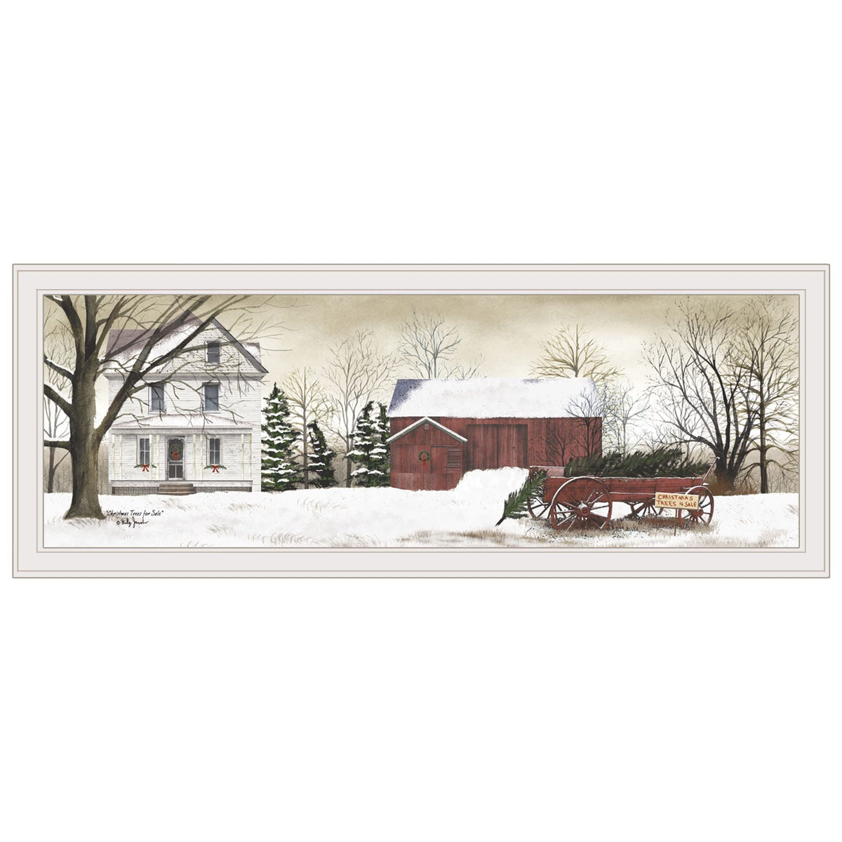 Christmas Trees For 6 White Framed Print Wall Art