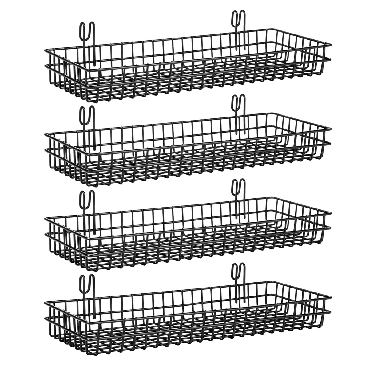 Oungy 4 Pcs Wire Hanging Baskets, Black Iron, 15.75 In