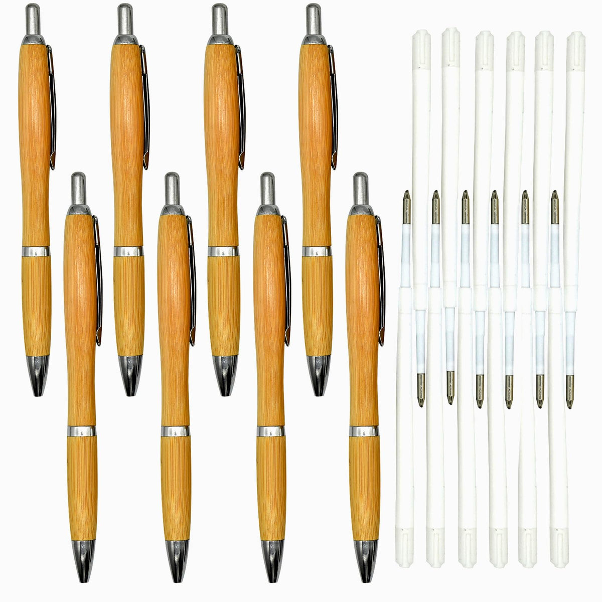 Lopenle 24Pcs Novlety Bamboo Reed Pens Retractable Wood Ballpoint Pens With 24Pcs Refills 1.0Mm Black Ink Pens For School Office