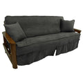 Blazing Needles Solid Microsuede Double Corded 8" to 9" Futon Slipcover Set with 2 Throw Pillows (Set of 3), Full, Steel Grey