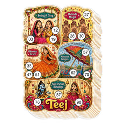 Suruchi Strokes Teej Theme Tambola Ticket | Sindhara | Hariyali Teej & Sawan Festival Housie Game (20 Ticket)