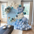 Yours Decor Pastel Blue, White Balloons With Blue Chrome And Silver Confetti Balloons Garland Set Of 61 Pcs For Birthday Decorat