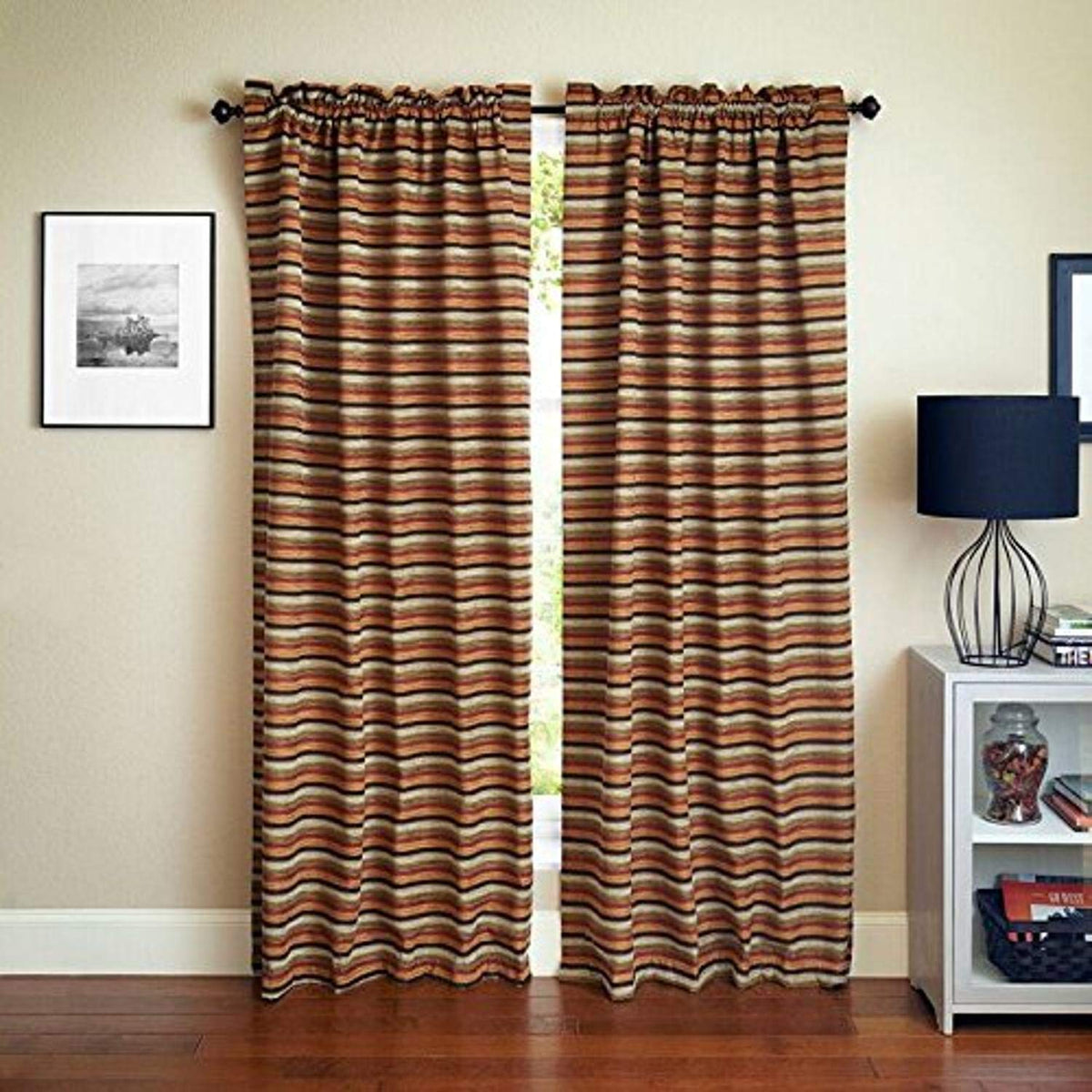 Blazing Needles Reversible Rod Pocket Room-Darkening Jacquard Chenille Curtain Panels, 108&quot; by 52&quot;, Cadillac 2 Count