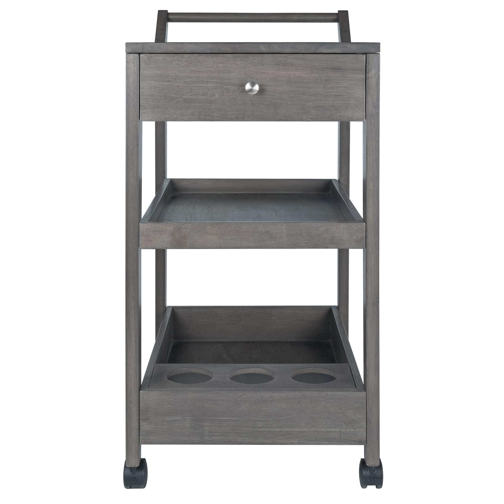 Ergode 'Stunning Natural Finish Mario Utility Cart | Ample Storage | Pull-Out Cutting Board | Towel & Knife Holders | Casters | 33.1'W x 20.4'D x 31.9'H'