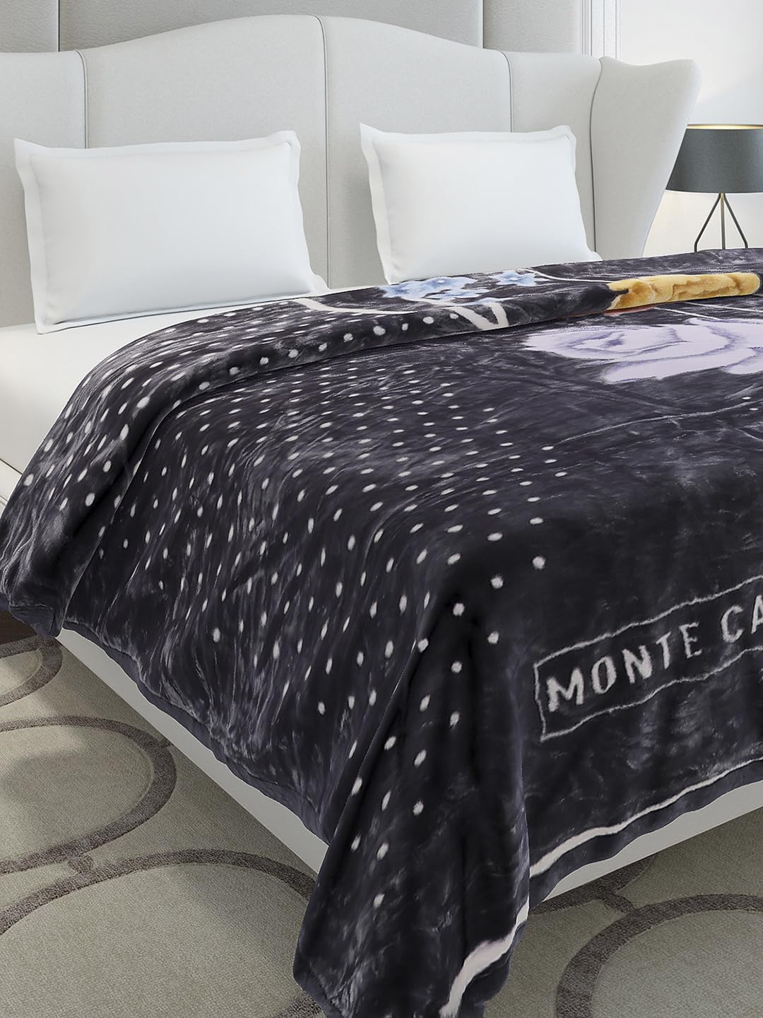 Monte Carlo Double Bed Heavy Winter Blanket Marshal 2 Ply 850 GSM | 4.5 KG (240x220 CM), Navy Blue
