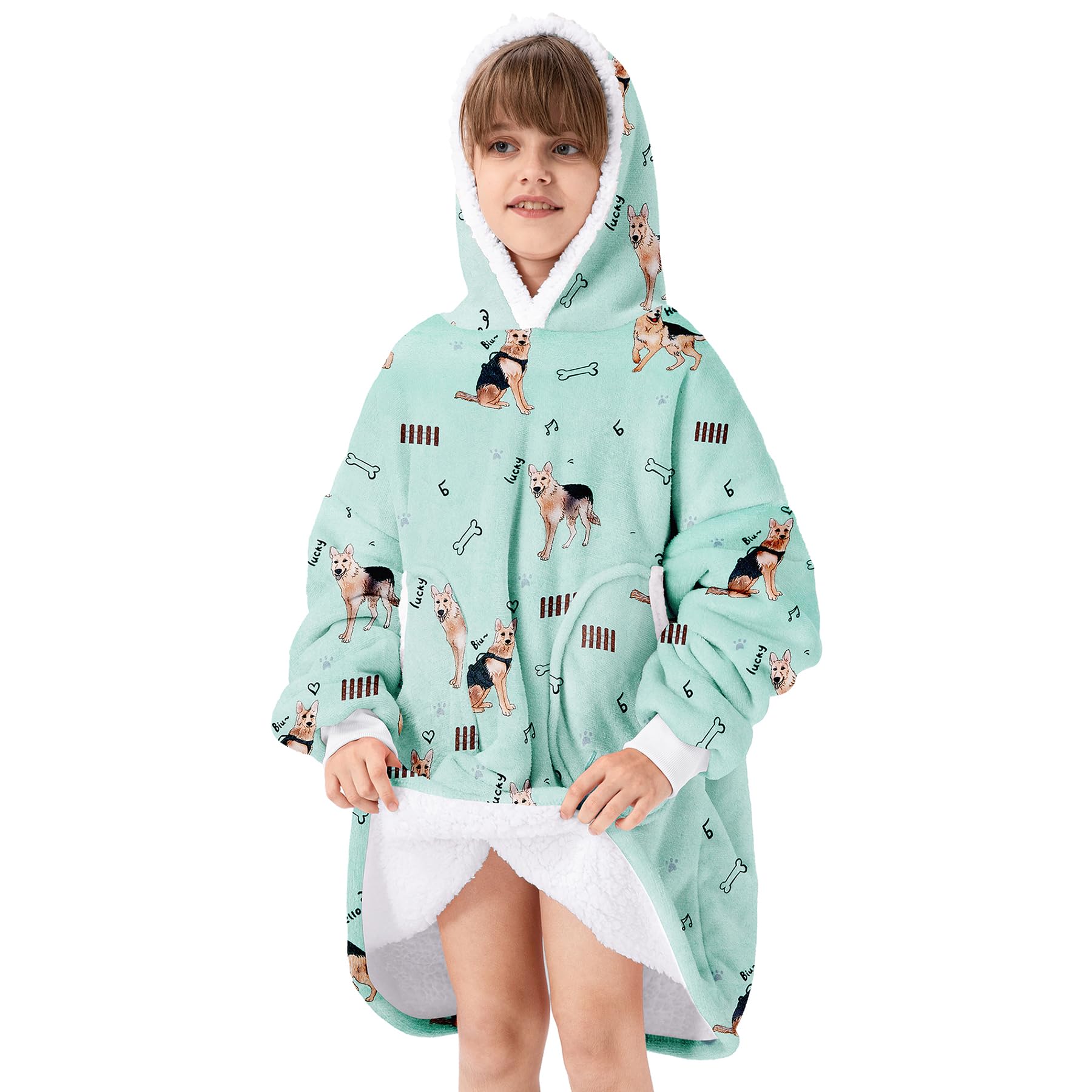 Zando Dog Blanket Hoodie Green Blanket Sherpa Blanket Hoodie Oversized Wearable Blanket Hoodies With Pocket Cozy Warm Hooded Bla