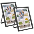 Golden State Art, Black 5x7 Frame for 4x6 Photo - Floating Frame for 4 x 6 or Smaller Photos - Metal Frame and Real Glass, Elega