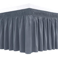 Biscaynebay Wrap Around Bed Skirts For Queen Beds 15' Drop, Dark Grey Flora Home Elastic Dust Ruffles Easy Fit Wrinkle & Fade R