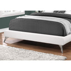 Monarch Specialties Queen Size/White Leather-Look With Chrome Legs BED