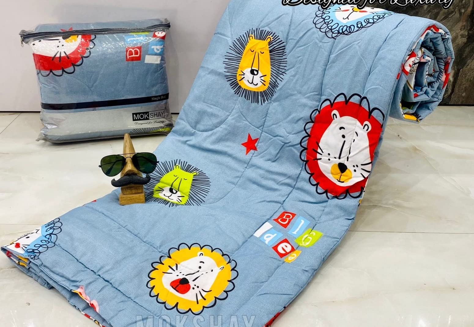 Yetli Glace Cotton Singel Bed Comforter Print And Kids Ac Room/Blanket, Size 60 X 90 Pack Of 1 Pcs, (Vt2033 Grey