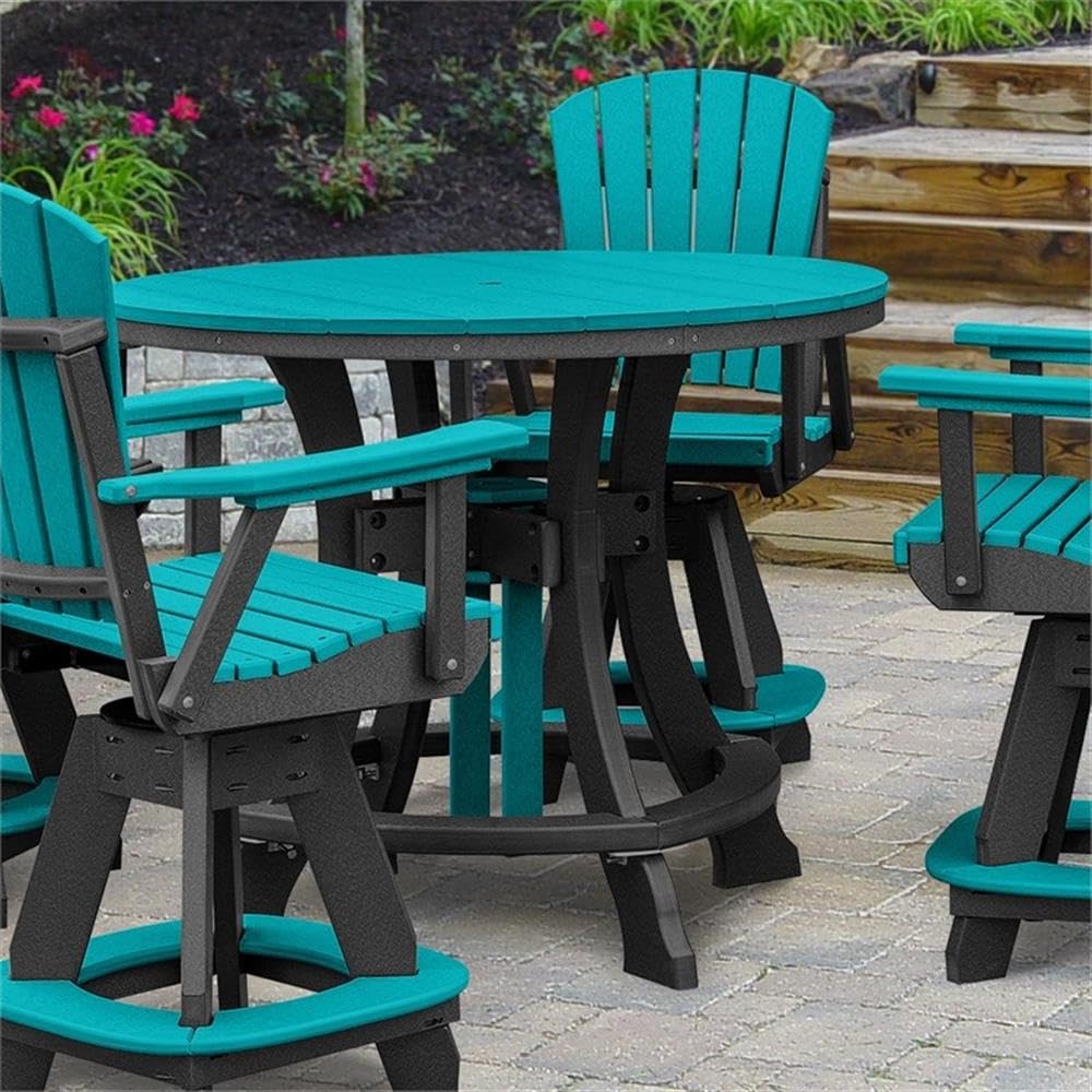 American Furniture Classics Five Piece Round Counter Height Dining Set, Aruba Blue/Black