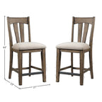 Whiskey River Slat Back Counter Stool with Cushion Seat, Set of 2, Gun Powder Gray