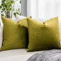 Quafoo Olive Soft Velvet Throw Pillow Covers 22X22 Inch Set Of 2 For Sofa Couch Bed Living Room Decorative Luxury Solid Square C