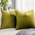 Quafoo Olive Soft Velvet Throw Pillow Covers 28X28 Inch Set Of 2 For Sofa Couch Bed Living Room Decorative Luxury Solid Square C
