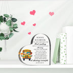 MUNLICAR Acrylic Heart Shaped Desk Decor Thank You Bus Driver 4x4 inches