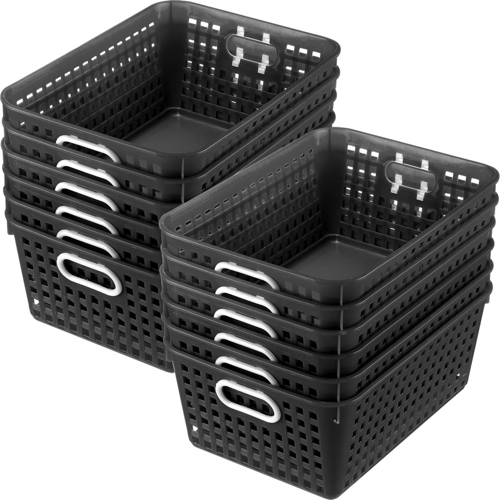 Really Good Stuff - 160016PE Multi-Purpose Plastic Storage Baskets for Classroom or Home Use - Stackable Mesh Plastic Baskets wi