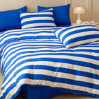 Clothknow Blue White Striped Queen Comforter Set 3Pcs Blue White Bedding Comforter Sets Stripes Comforter Queen Blue Comforter Lightweight Comforter Sets Queen All Season