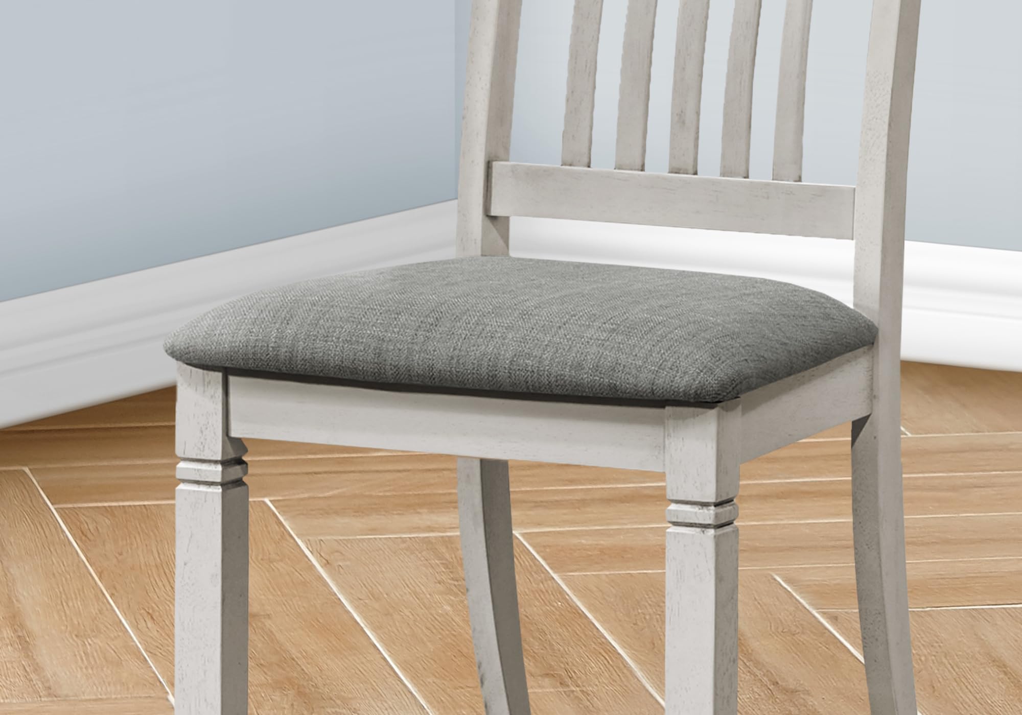 Monarch Specialties I 1256 Dining Chair, 38' Height, Set of 2, Side, Antique Grey, Grey Fabric, Transitional