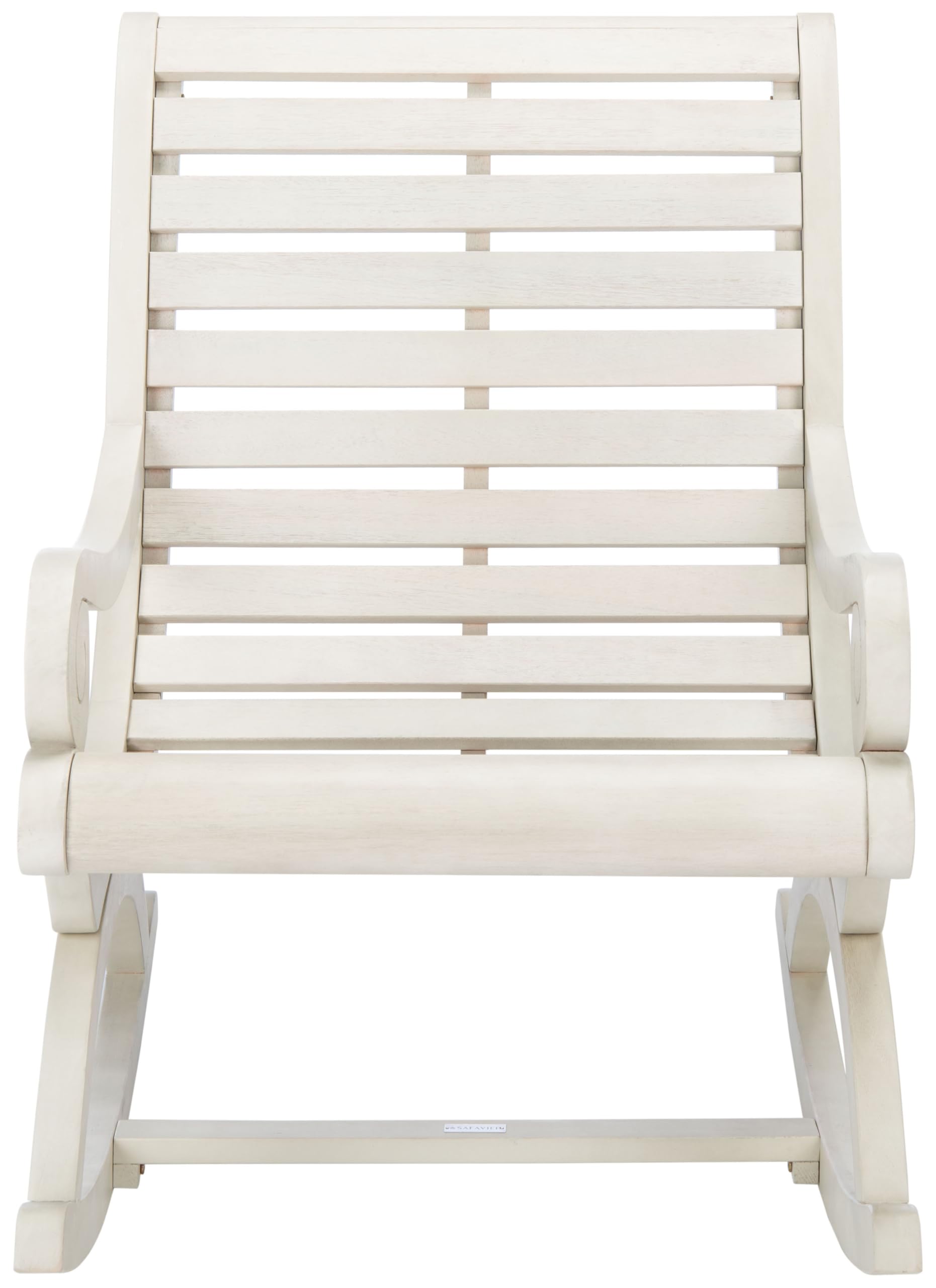 Safavieh Outdoor Sonora White Eucalyptus Wood Scroll Arms Rocking Chair