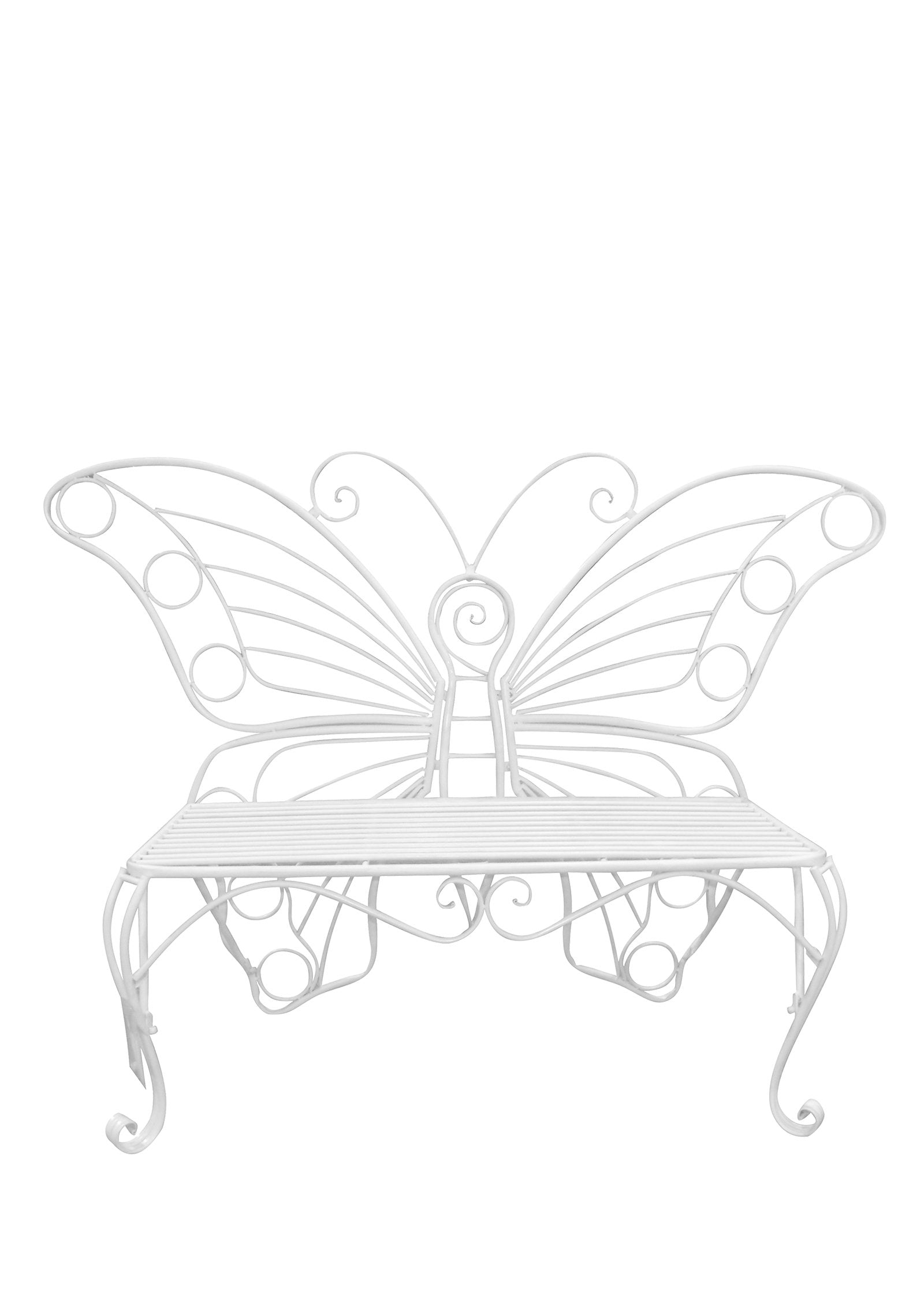 Hi-Line Gift Ltd Garden Décor Butterfly Bench, 60 By 18 By 42-Inch, White