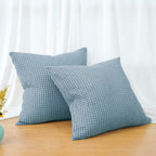 Phf 100% Cotton Waffle Weave Throw Pillow Cover, 24' X 24', No Insert, 2 Pack Square Pillowcases Shell, Elegant Home Decorative Throw Pillow Covers For Bed Couch Sofa, Dusty Blue
