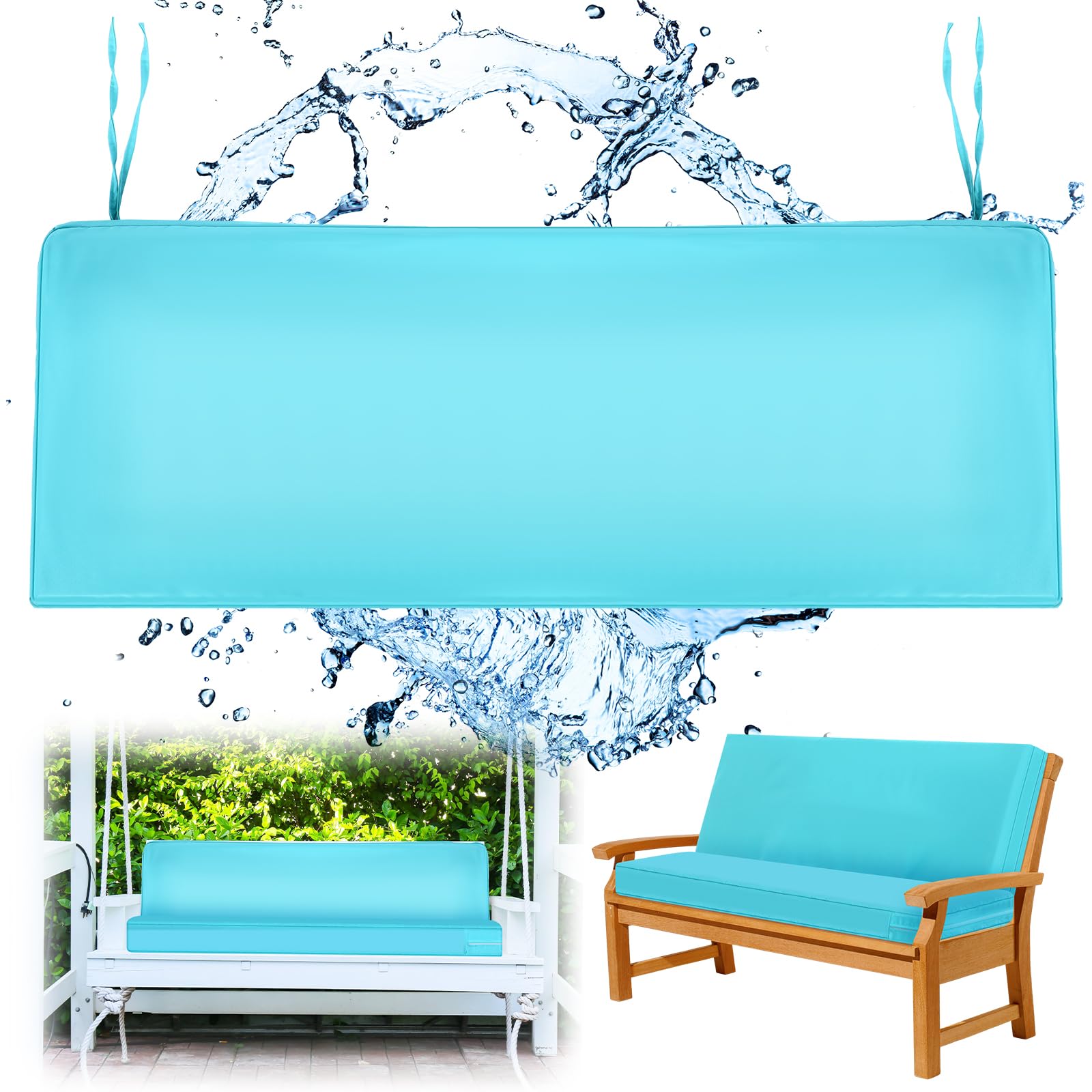 Smoothnovelty 48X18 Inch Patio Bench Cushion Covers Outdoor Waterproof Uv Protection Loveseat Swing Replacement Cover With Tie Z