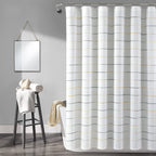 Lush Decor Ombre Stripe Yarn Dyed Cotton Shower Curtain, 72' W X 72' L, Yellow & Gray - Colorful Tufted Stripes - Ombre Shower