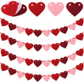 4Pcs Red Heart Streamers Garland, Happy Anniversary Decoration Kit with Love Hearts, Reusable Party Decorations for Engagement W