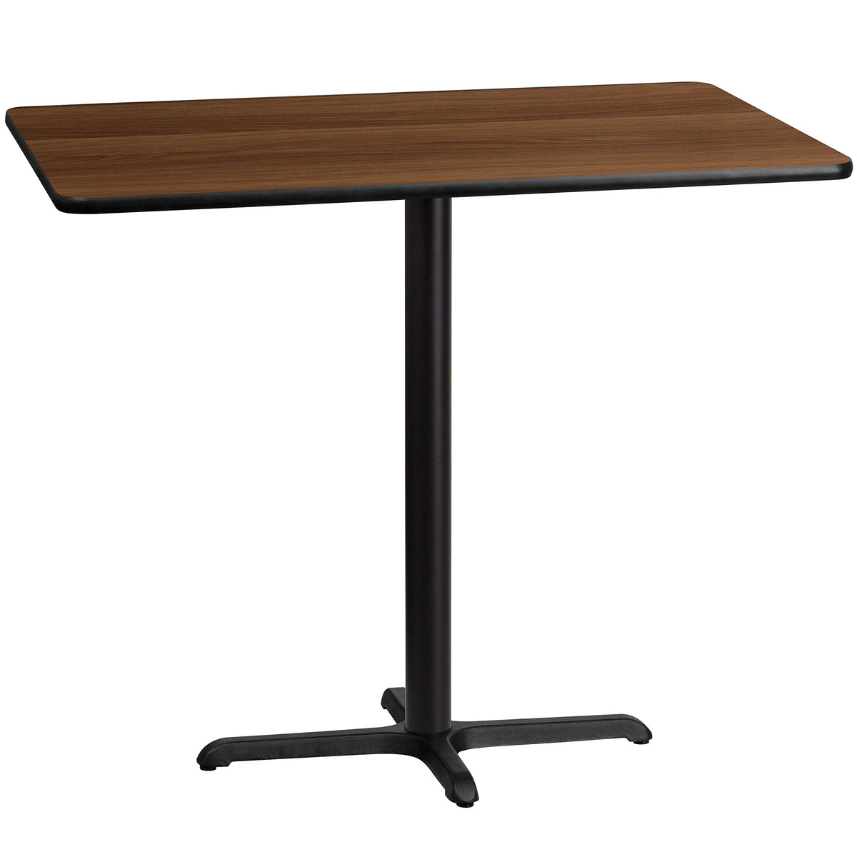 Flash Furniture Stiles 30'' x 48'' Rectangular Walnut Laminate Table Top with 23.5'' x 29.5'' Bar Height Table Base