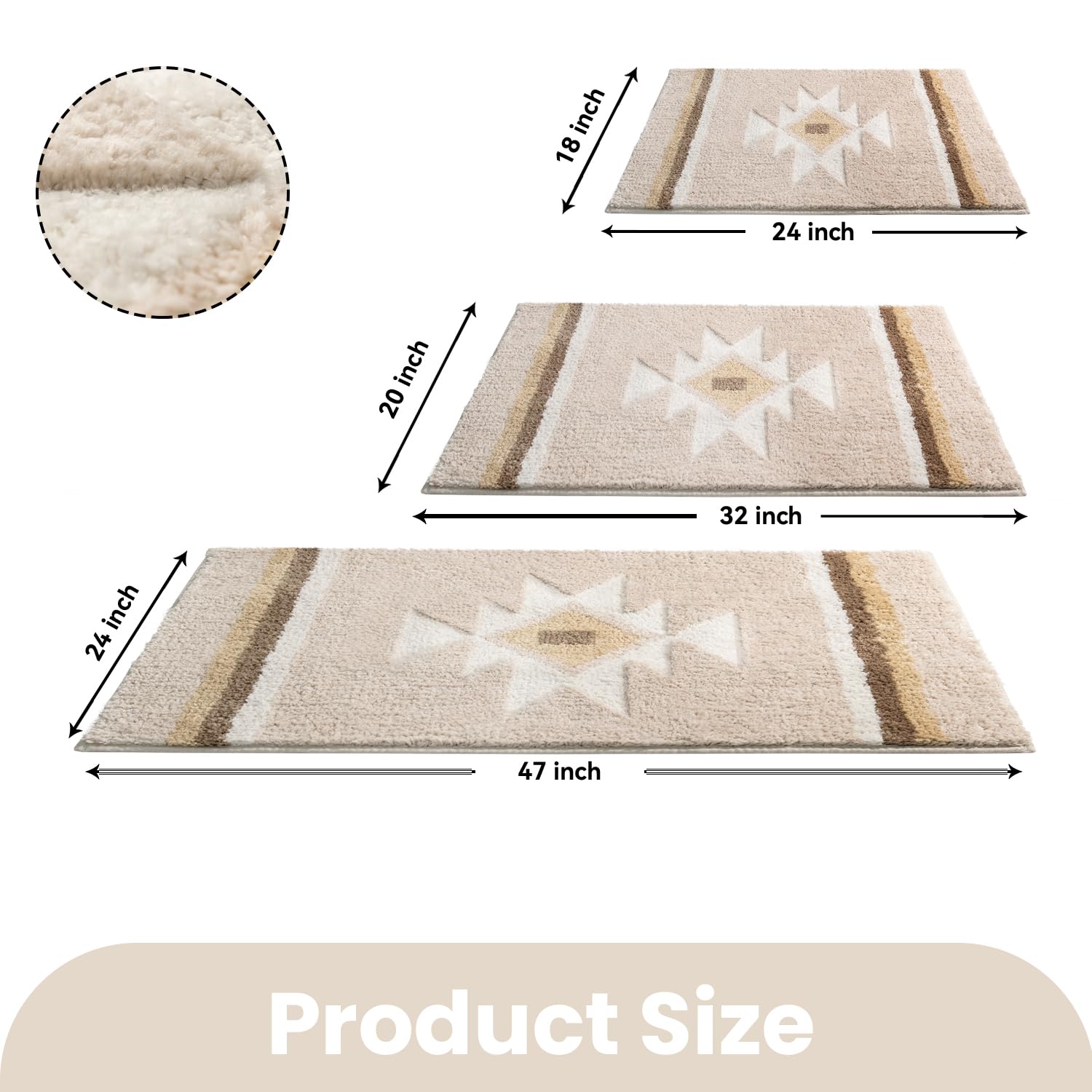 Tanvill Boho Bathroom Rugs Runner Non Slip Bath Mat Shaggy Soft Absorbent Long Bathroom Rug Large Carpet For Bathroom Shower Ent