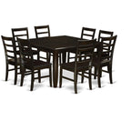 East West Furniture PARF9-CAP-W 9 Piece Modern Set Includes a Square Wooden Table with Butterfly Leaf and 8 Kitchen Dining Chairs, 54x54 Inch