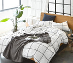 Clothknow White Plaid Comforter Set Twin 3Pcs White Black Bedding Comforter Set Grid Twin Comforter White And Black Comforter Se