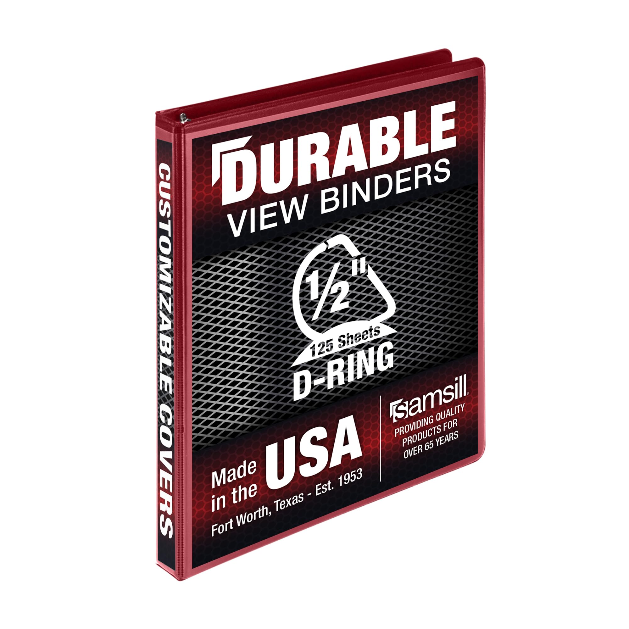 Samsill Durable 0.5 Inch Binder, Made In Usa, D Ring Binder,Fsc 100% Recycled Chipboard, Red