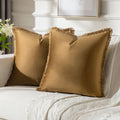 FUTEI Brown Boho Throw Pillow Covers with Tassels 26x26 Inch Set of 2,Soft Velvet Decorative Euro Pillow Shams,Home Decor for Co
