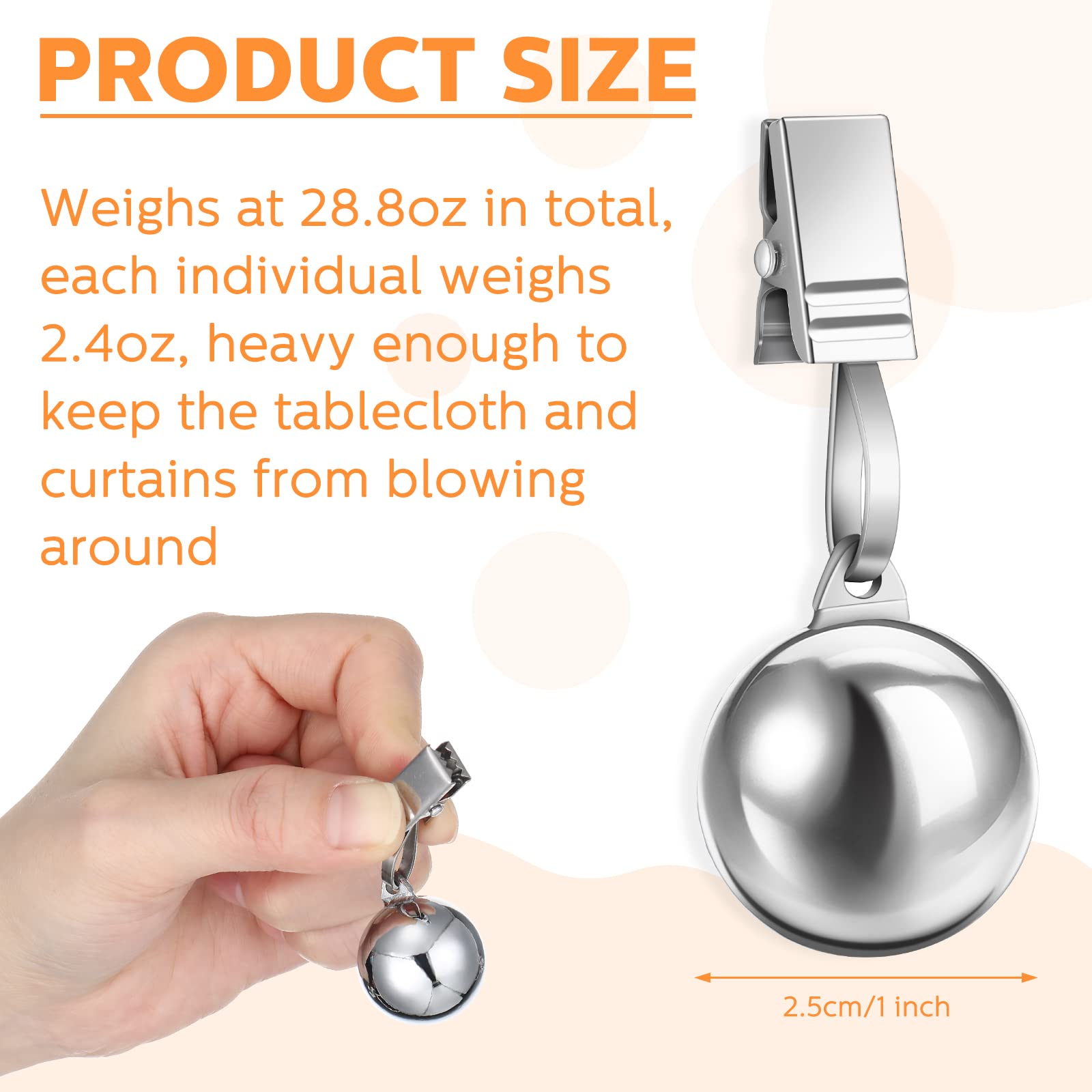 Lounsweer 12 Pcs Tablecloth Weights Stainless Steel Tablecloth Clips Added Weights For Outdoor Picnic Garden Patio Party Camping